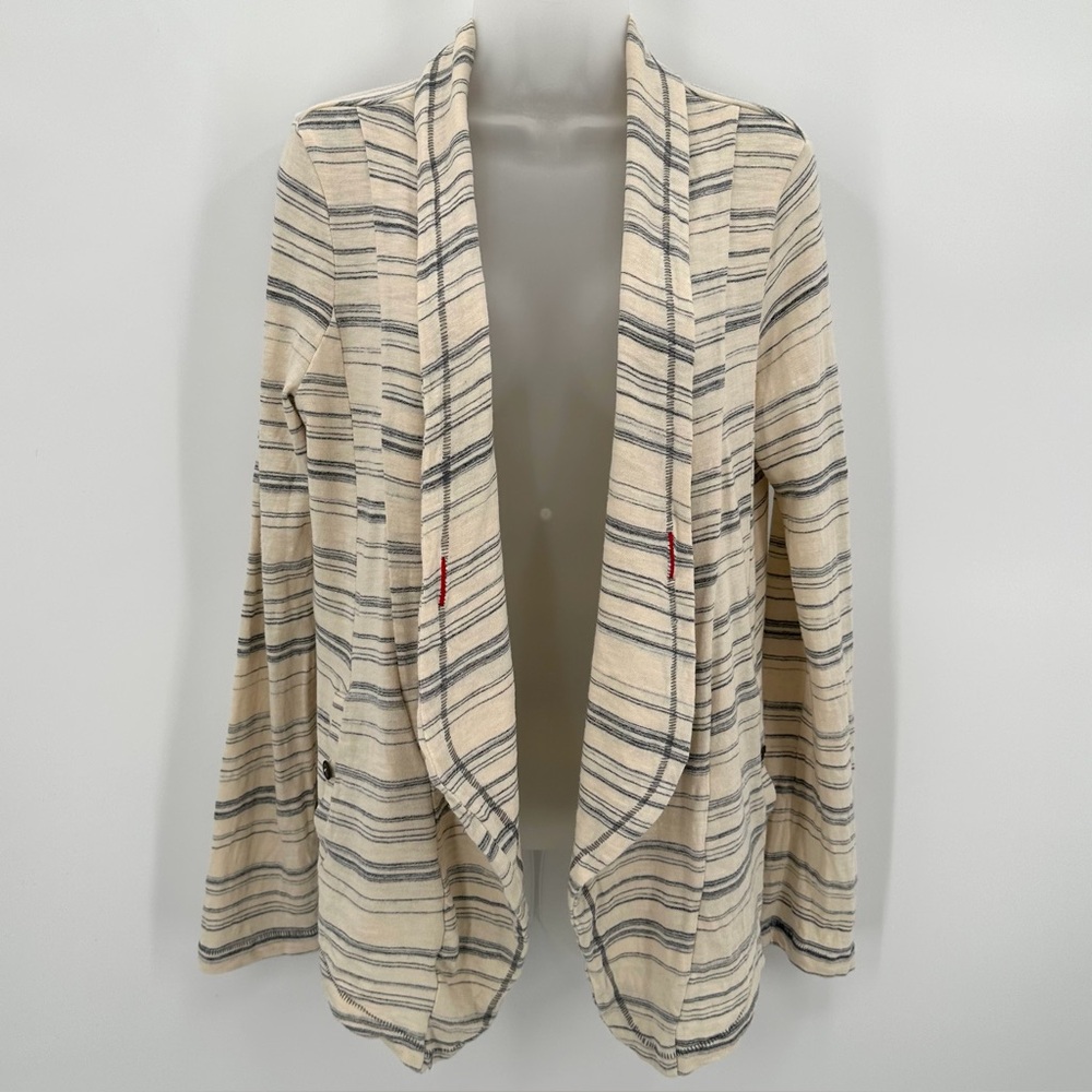 Anthropologie Saturday Sunday Cardigan Women’s S Cream Striped Open Front READ
